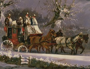 Carro da Londra a Dover nella neve da Henry Thomas Alken