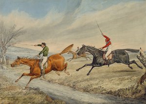 Steeplechasing: Tre Cavalieri che Attraversano un Ruscello da Henry Thomas Alken