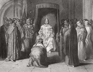 Re Riccardo II che nomina cavalieri i re di Connaught, Ulster, Thomond e Leinster nel 1394, 
