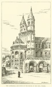 La Cattedrale e le Rovine della Casa della Dieta, Worms (incisione) da Henry William Brewer