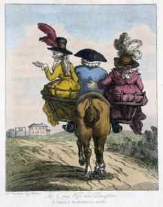 Io con mia moglie e mia figlia - in "Caricature inglesi sui modi di cavalcare un cavallo", ill. di H. W. Bunbury, ed. John Stockdale da Henry William Bunbury