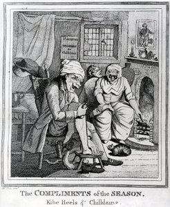 I complimenti della stagione, Kibe Heels e Chillblains, c.1785 da Henry William Bunbury