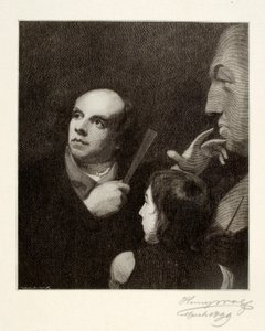John Flaxman modella il busto di William Hayley da Henry Wolf