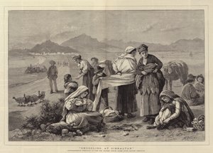 Contrabbando a Gibilterra, contrabbandieri che si preparano a passare la dogana spagnola dopo aver lasciato Gibilterra da Henry Woods