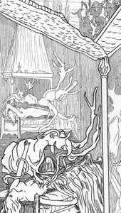 Incubi (angeli caduti per lussuria, diventano demoni e cercano di godere delle donne quando sognano o dormono) e succubi (demoni femminili che godono degli uomini durante il sonno) Disegno di Henry de Malvost da 