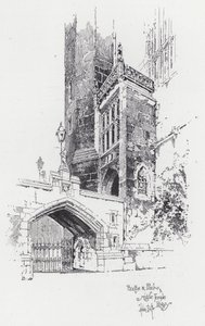 Ponte e Portico alla Biblioteca del Middle Temple (incisione) da Herbert (after) Railton