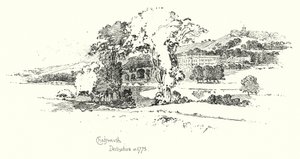 Chatsworth, Derbyshire, nel 1775 da Herbert (after) Railton