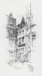 Angolo in Hare Court (incisione) da Herbert (after) Railton