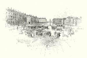 Covent Garden dal portico della chiesa di San Paolo, Londra, nel 1749 da Herbert (after) Railton