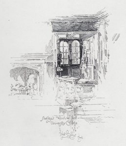 Il sedile alla finestra del poeta inglese Percy Bysshe Shelley al University College, Oxford da Herbert (after) Railton