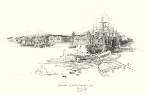 Ospedale di Greenwich e navi, nel 1749