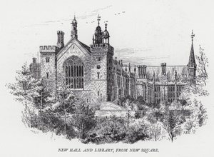 New Hall e Biblioteca, da New Square da Herbert (after) Railton