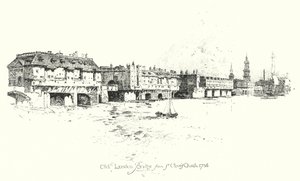 Vecchio Ponte di Londra, dalla Chiesa di St Olave da Herbert (after) Railton