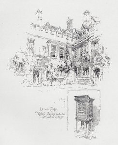 Pulpito usato dal predicatore metodista inglese John Wesley e le sue stanze al Lincoln College, Oxford (litografia)