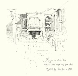 Stanza in cui fu praticata la burla del fantasma di Cock-Lane, visitata dal Dr John nel 1762 da Herbert (after) Railton