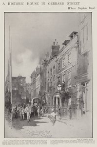 La casa in Gerrard Street, Londra, dove il poeta John Dryden morì nel 1700 da Herbert (after) Railton