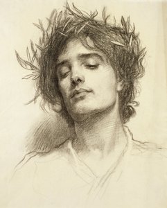 Figura con una corona di alloro