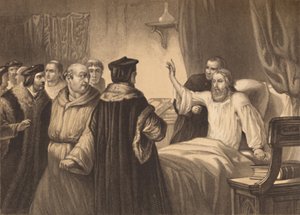 Wycliffe sul letto di malattia assalito dai frati, 1886 da Herbert Bourne