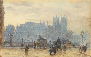 Abbazia di Westminster dal Ponte di Westminster 1892 da Herbert Menzies Marshall