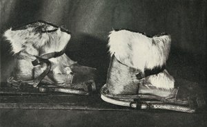 Finnesko con scarpe da sci mostrate sopra, c. 1910-1913, 1913