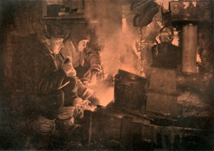 Oates e Meares alla stufa di grasso nelle stalle, 1911, 1913 da Herbert Ponting