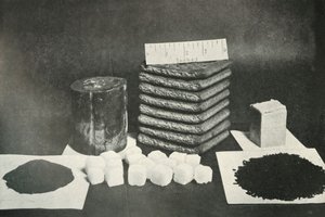 Razione di slitta della spedizione polare: pemmican, biscotti, burro, cacao, zucchero e tè, 1911