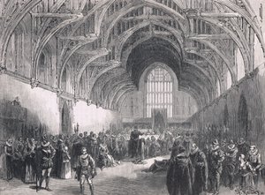 Processo di stato nella Westminster Hall al tempo di Elisabetta I da Herbert Railton