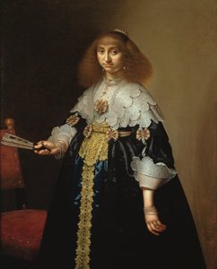 Ritratto di una signora in un elaborato costume ricamato, 1640
