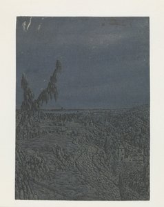 Paesaggio con altopiano, un fiume in lontananza