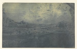 Valle di montagna con campi recintati da Hercules Segers