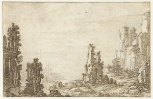 Paesaggio con rovine