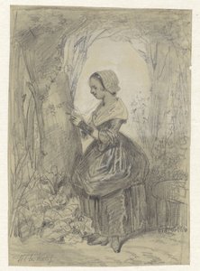 Ragazza vicino a un albero da Herman Frederik Carel ten Kate