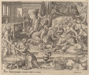 Nascita di Fares e Zara da Herman Jansz Muller after Maerten van Heemskerck