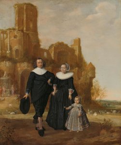 Ritratto di una coppia con il loro bambino in un paesaggio da Herman Meynderts Doncker