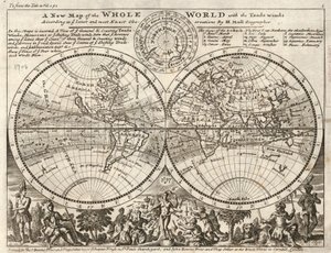 Una nuova mappa del mondo intero con gli alisei secondo le ultime e più precise osservazioni LOC 2017585657 da Herman Moll