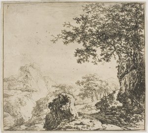 Paesaggio montuoso con strada, dalla serie Set di paesaggi da Herman Naijwincx