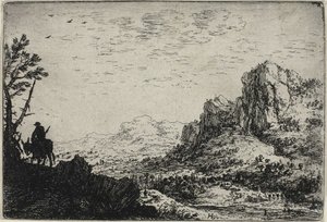 Viaggiatore a dorso di mulo, da Sei paesaggi da Herman Saftleven