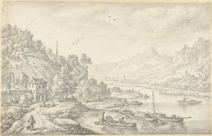 Veduta immaginaria del Reno da Herman Saftleven