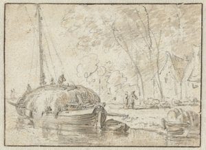 Barca di fieno su una riva da Herman Saftleven