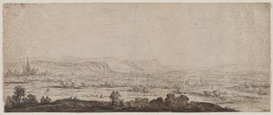 Paesaggio con il villaggio di Schenkenschanz, Gheldria da Herman Saftleven