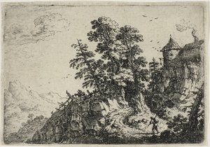 Viaggiatori su una strada tortuosa, da Sei paesaggi da Herman Saftleven