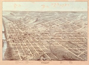 Mappa stradale di Dallas, Texas, 1872 da Herman attr. to Brosius