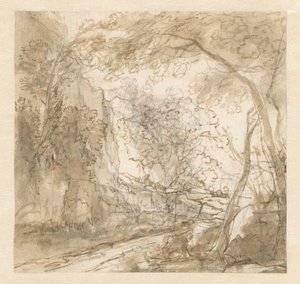 Paesaggio con strada tra gli alberi
