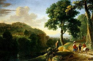 Paesaggio Italianizzante con Viaggiatori e un Asino, c.1640
