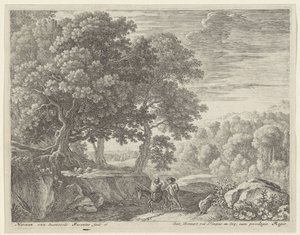 Sacra famiglia con asino e cherubini