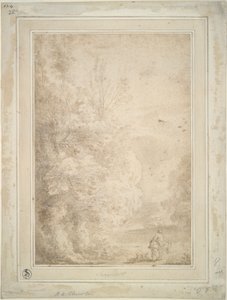 Paesaggio con viaggiatore su asino