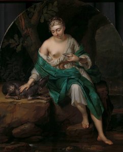 Figura allegorica di una donna con un cane da Herman van der Mijn