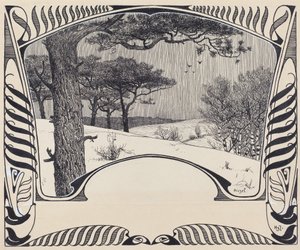 Paesaggio invernale con bordo Jugendstil da Hermann Hirzel