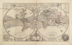 Nuova e corretta mappa del mondo, tracciata secondo le più recenti scoperte e dalle osservazioni più precise, di Herman Moll, Geografo