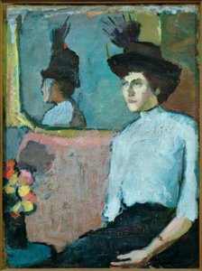 Signora con cappello davanti allo specchio da Hermann Stenner